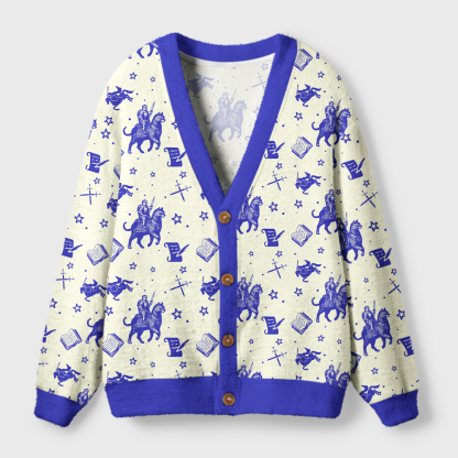 Pagewings Defend The Public Library Light Knit Unisex Cardigan Sweaters