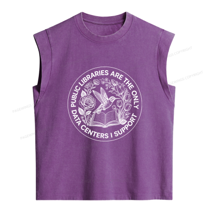 Pagewing Public Libraries I Support Women's Washed Tank Top