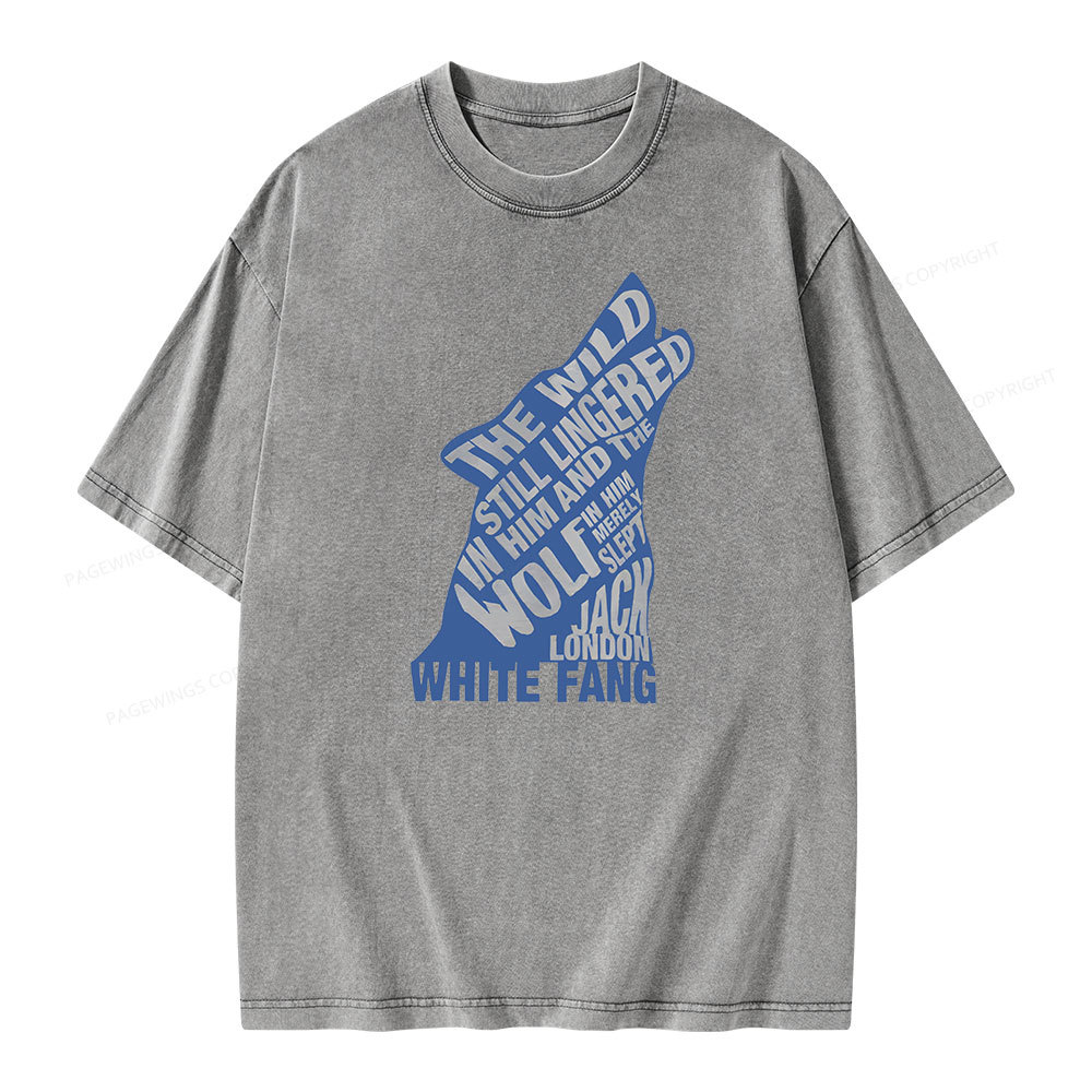 Pagewings White Fang by Jack London Blue Book Quote Unisex Washed T-shirt