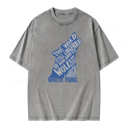 Pagewings White Fang by Jack London Blue Book Quote Unisex Washed T-shirt