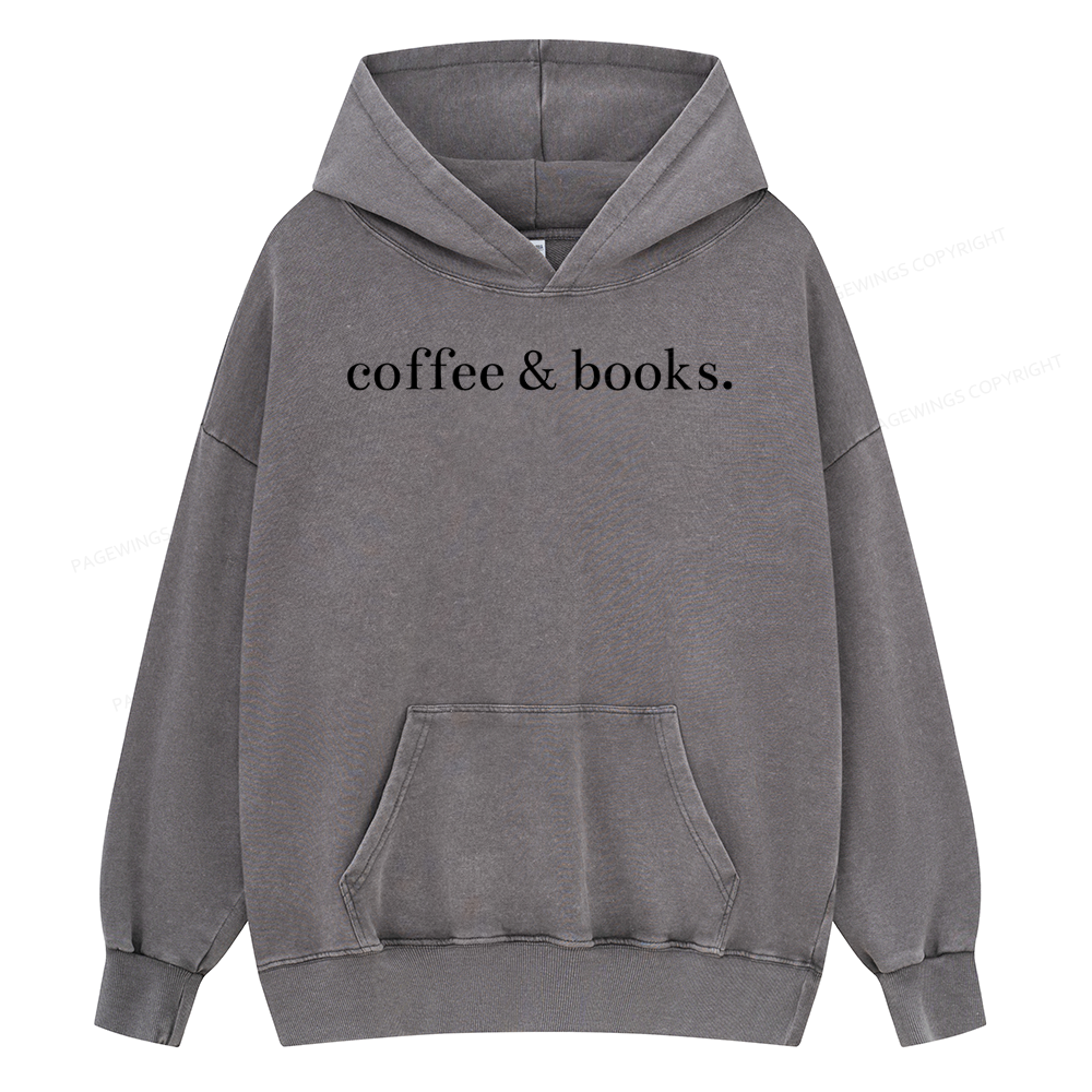 Pagewings Coffee & Books Are All my favorites Unisex Washed Hoodie