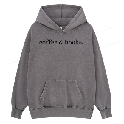 Pagewings Coffee & Books Are All my favorites Unisex Washed Hoodie