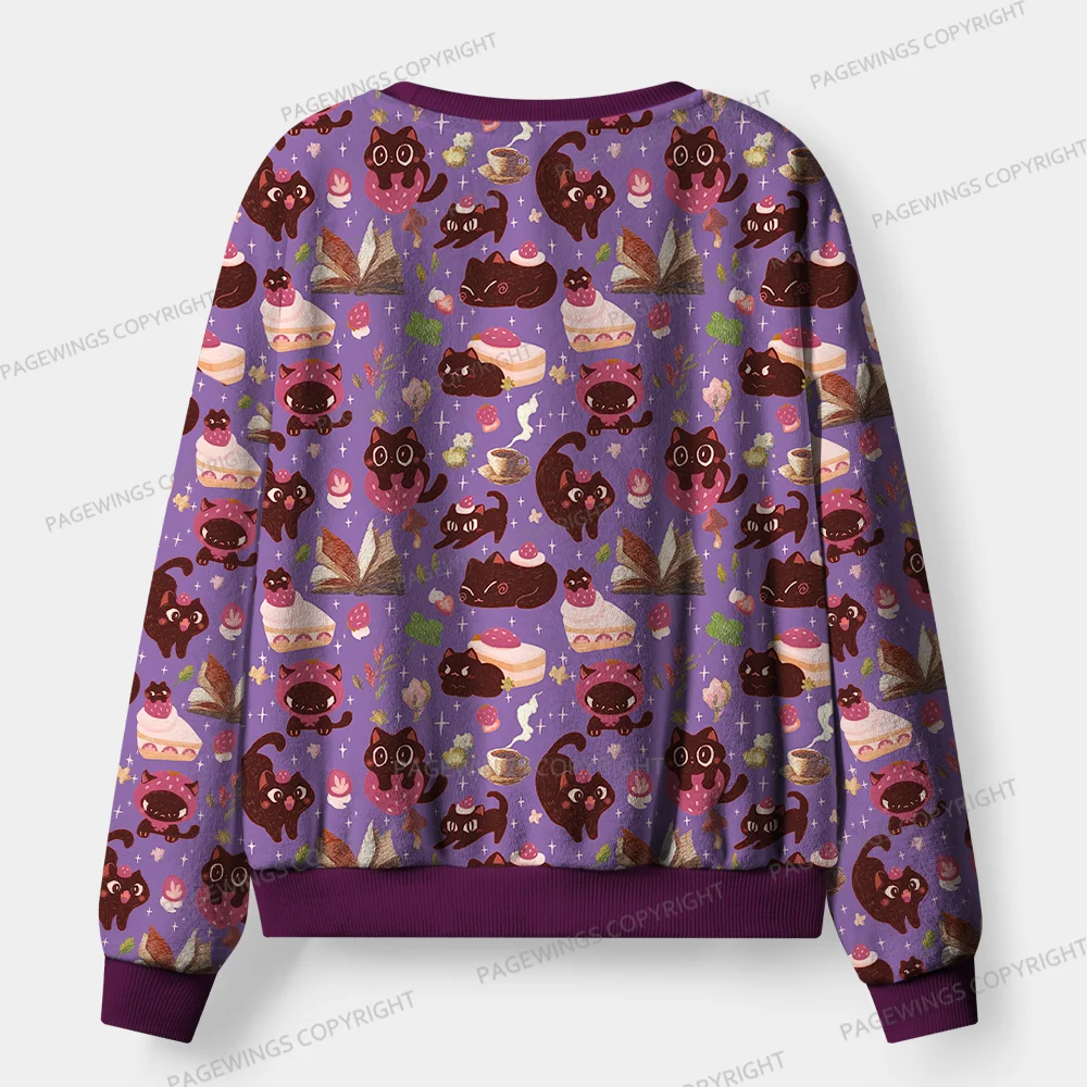 Pagewings Just A Cat Who Love Reading Unisex Flannel Pajama Set