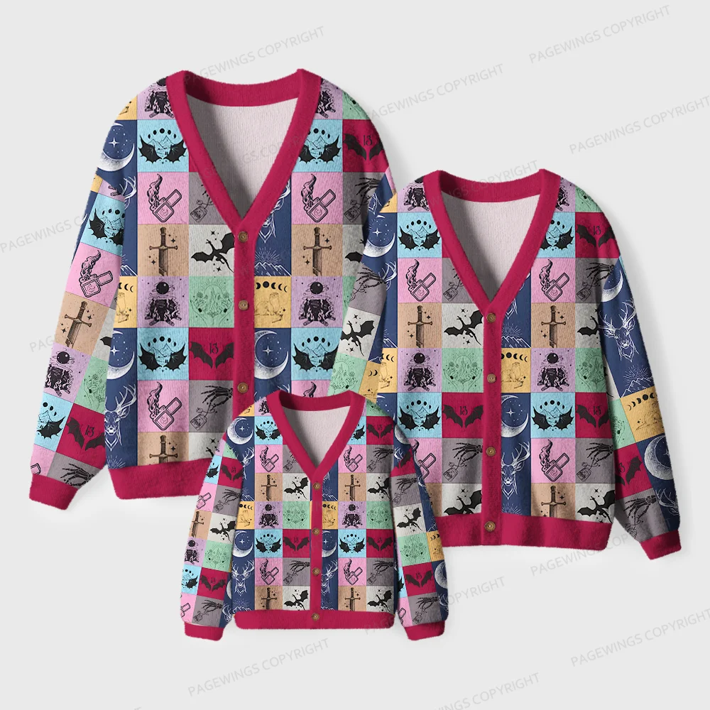 Pagewings Fantasy Book Lover Unisex Ugly Cardigan Sweaters