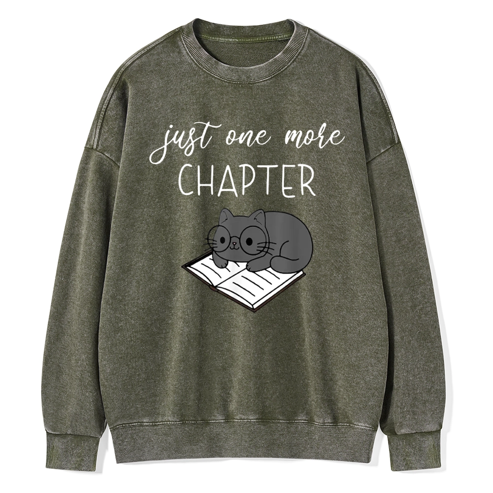 Pagewings Book Worm Reading Cat Unisex Washed Sweatshirt