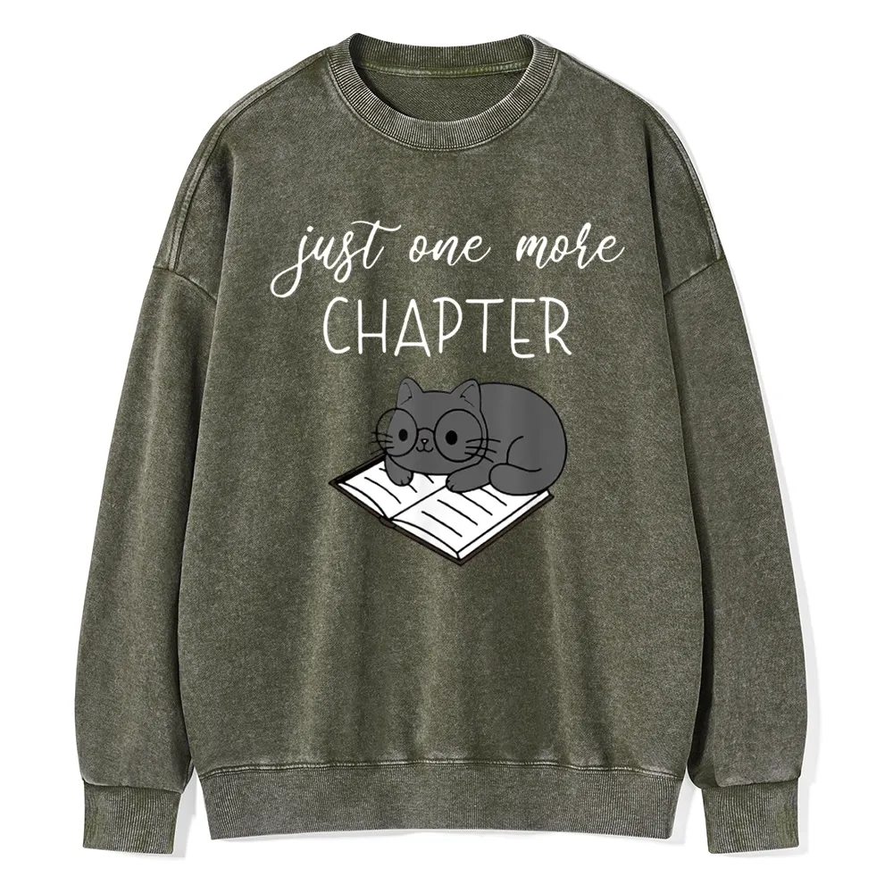 Pagewings Book Worm Reading Cat Unisex Washed Sweatshirt