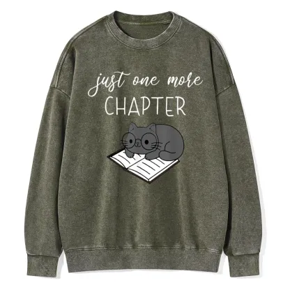 Pagewings Book Worm Reading Cat Unisex Washed Sweatshirt