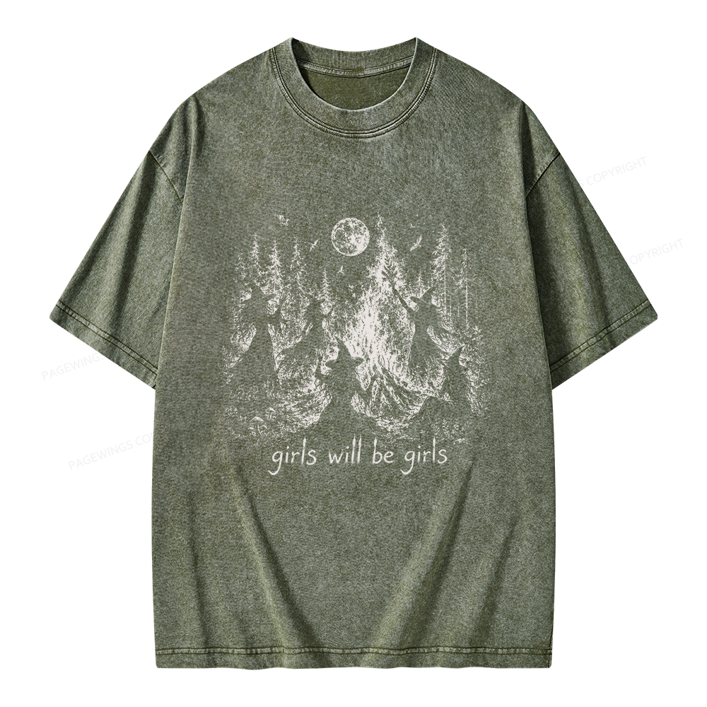 Pagewings Girls Will Be Girls Unisex Washed T-shirt