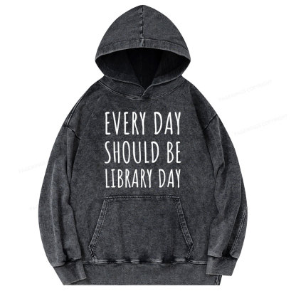 Pagewings Library Day Media Specialist  Unisex Washed Hoodie