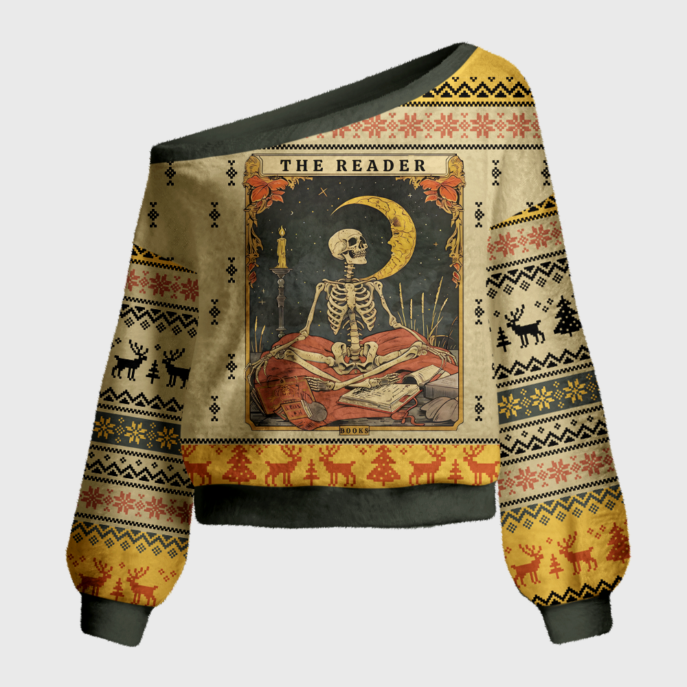 Pagewings The Reader Off Shoulder Ugly Knit Sweater