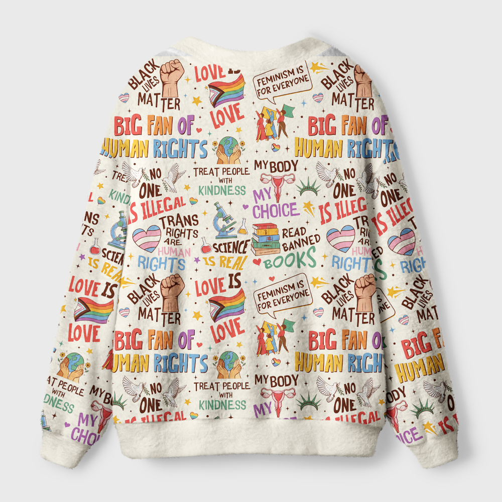 Pagewings Big Fan Of Human Rights Knit Unisex Cardigan Sweaters
