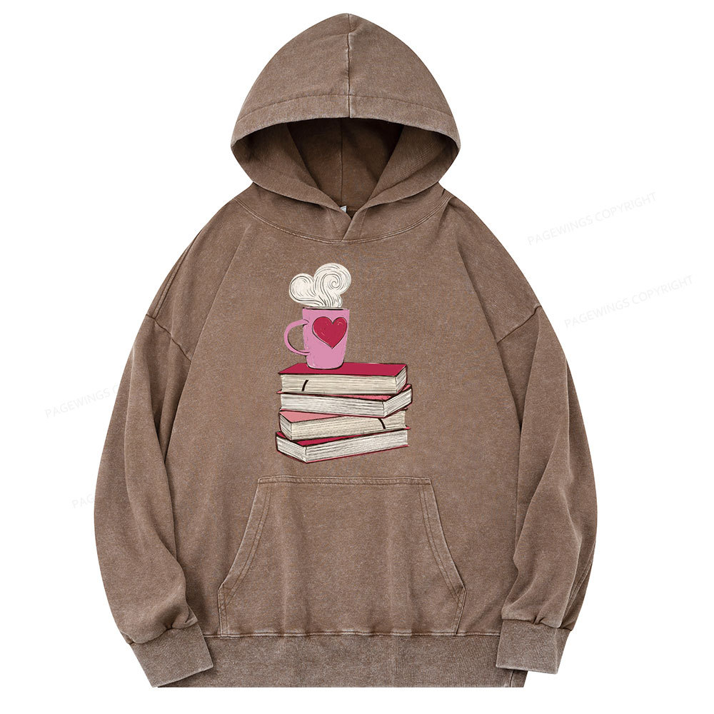 Pagewing Valentine's Day Gift for the Book Lover Unisex Washed Hoodie
