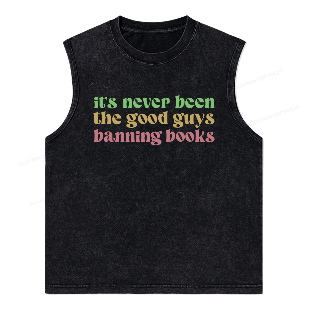 Pagewings It's Never Been the Good Guys Banning Books Unisex Washed Tank Top