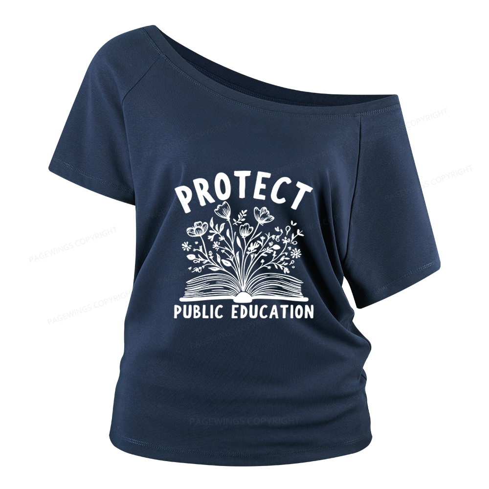 Pagewings Protect Public Education Women Off Shoulder T-shirts