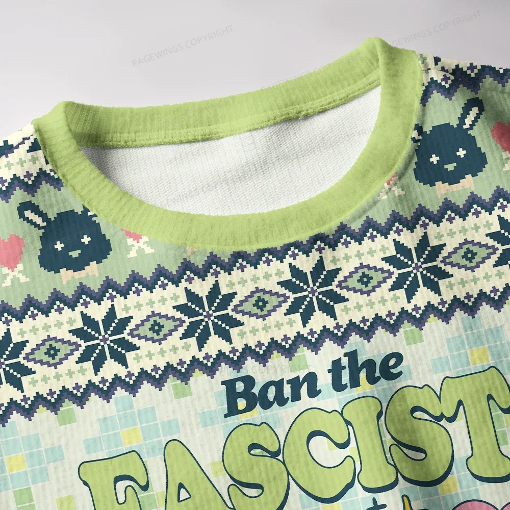 Pagewings Ban The Fascists Save The Books Unisex Ugly Knit Sweatshirt