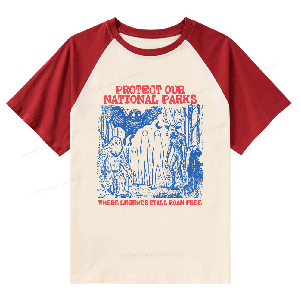 Pagewings Protect Our Parks Vintage Camping Raglan T-shirt