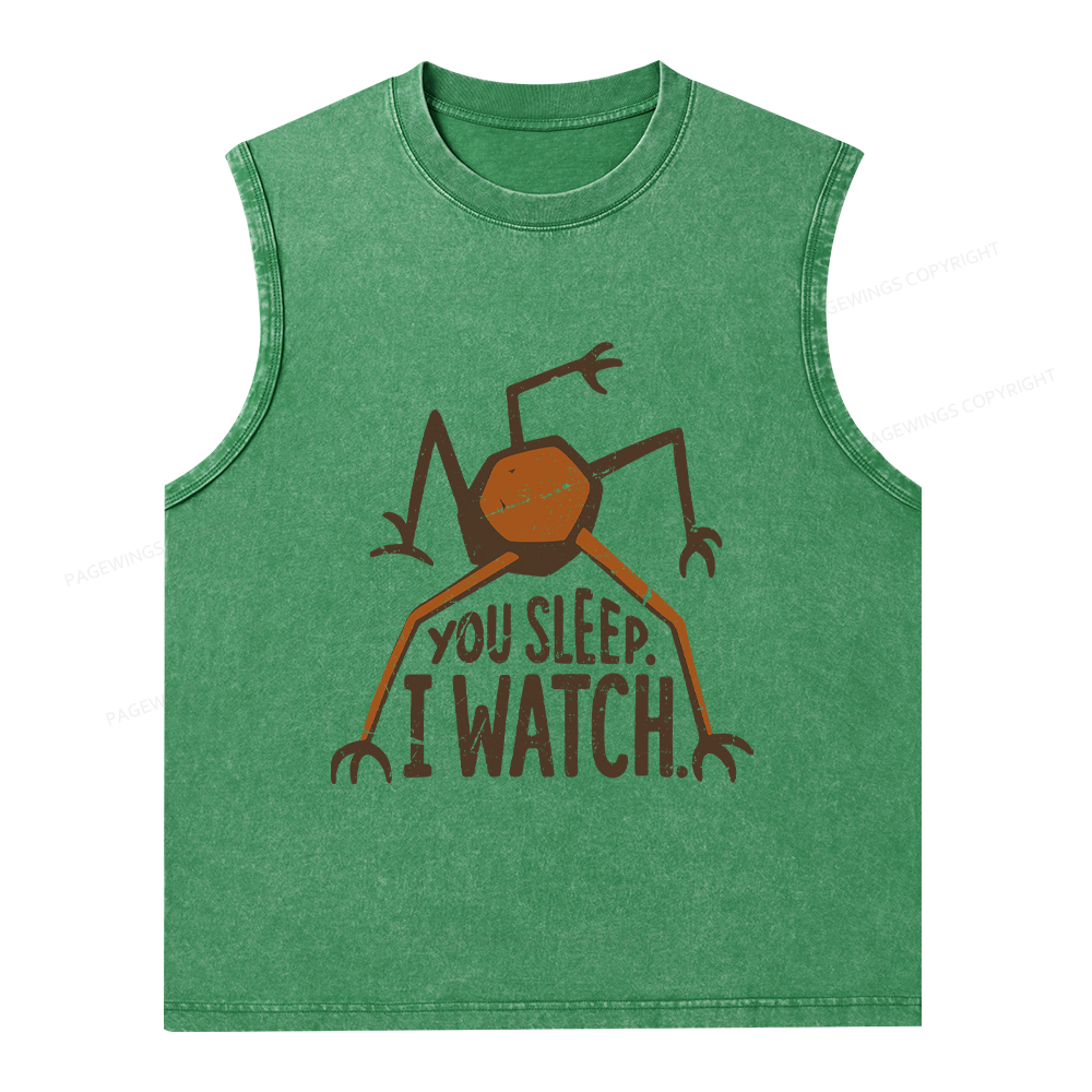 Pagewings You Sleep I Watch Unisex Washed Tank Top