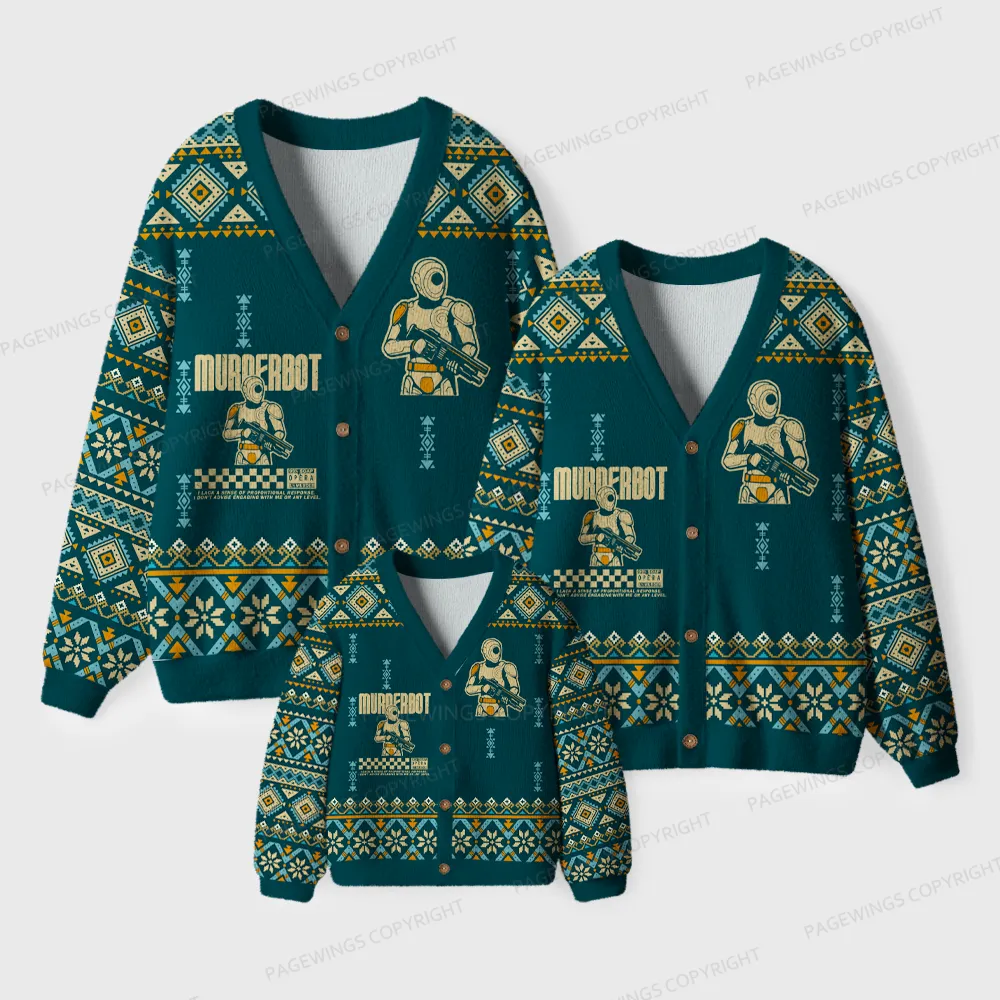 Pagewings Murderbot Unisex Ugly Cardigan Sweaters