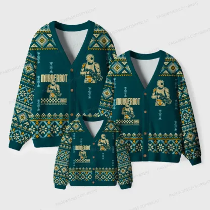 Pagewings Murderbot Unisex Ugly Cardigan Sweaters