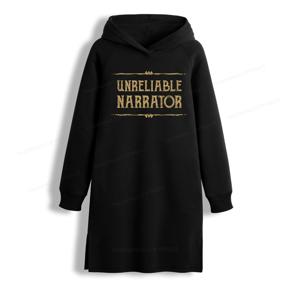 Pagewings Unreliable Narrator Side-Slit Fleece Hoodie Dress