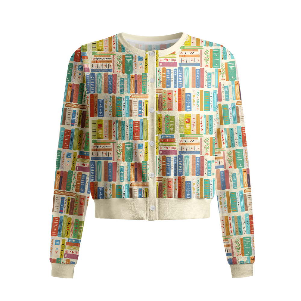 Pagewings Bookish Vibe Crew Neck Cardigan Sweaters