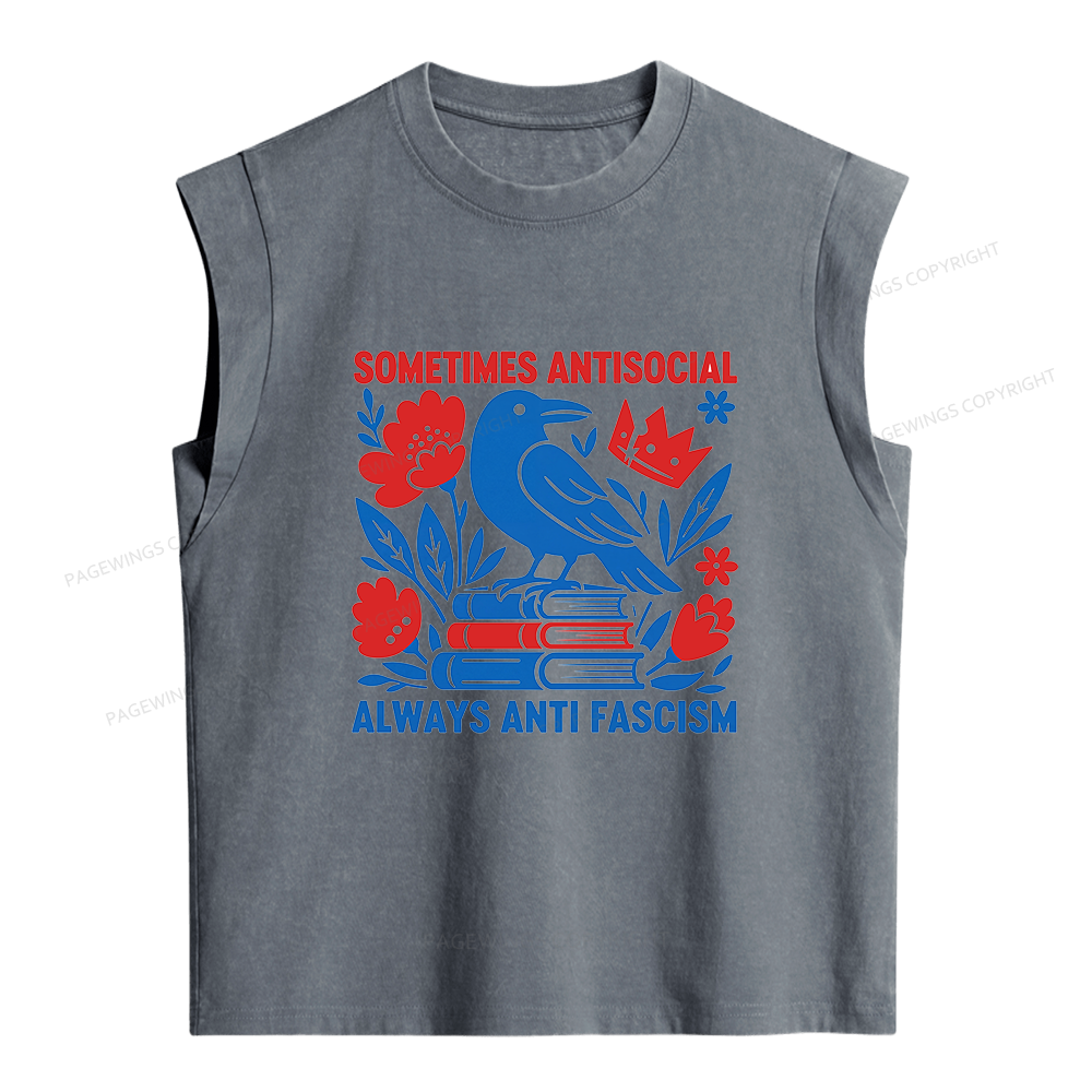 Pagewings Anti Fascism Women's Washed Tank Top