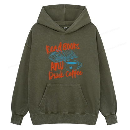 Pagewings Read Books And Drink Coffee Bookish Unisex Washed Hoodie