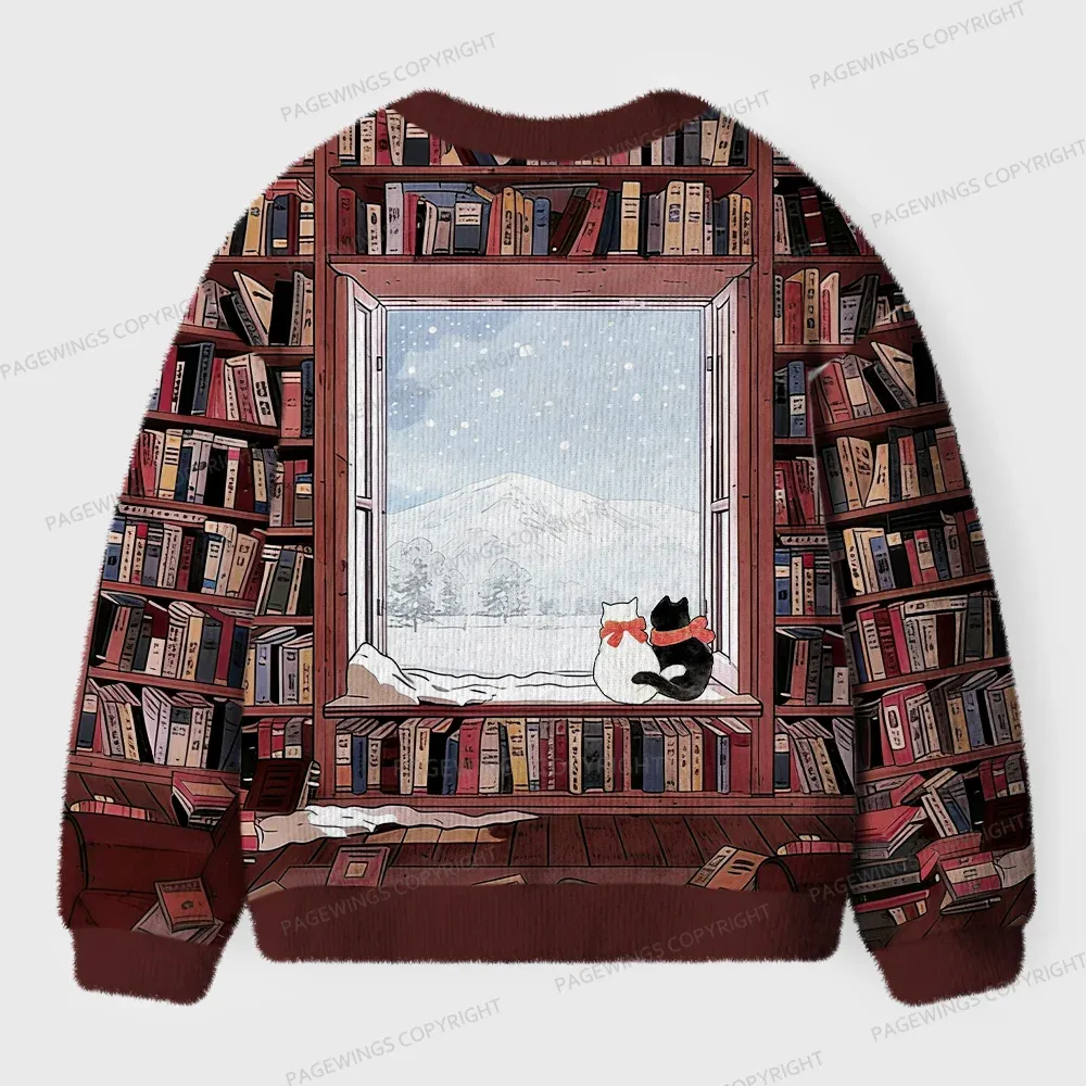Pagewings Winter Cat Unisex Ugly Cardigan Sweaters