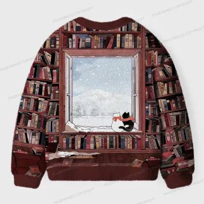 Pagewings Winter Cat Unisex Ugly Cardigan Sweaters