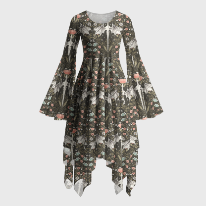 Pagewings Fantasy Book Lover Bell Sleeve Dress