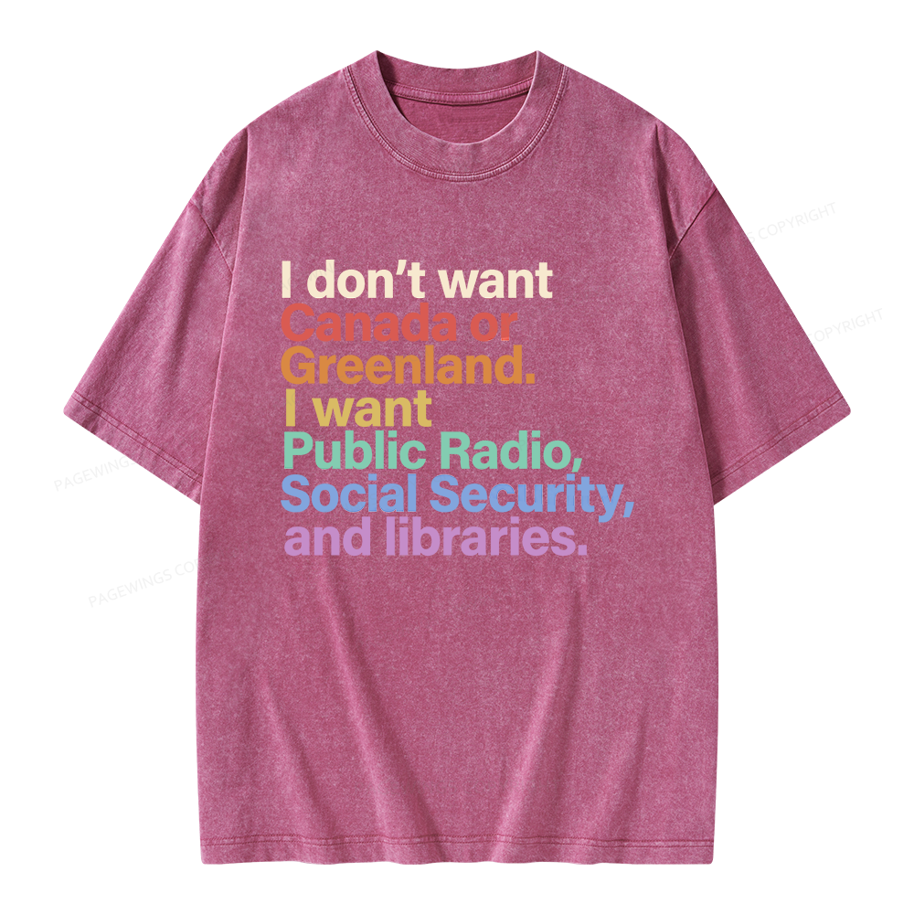 Pagewings I Want Public Libraries Unisex Washed T-shirt