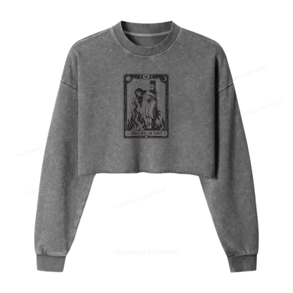 Pagewings Girls Will Be Girls Washed Crop Sweatshirt