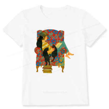 Pagewings A girl reading a book on the sofa Unisex Classic T-shirt