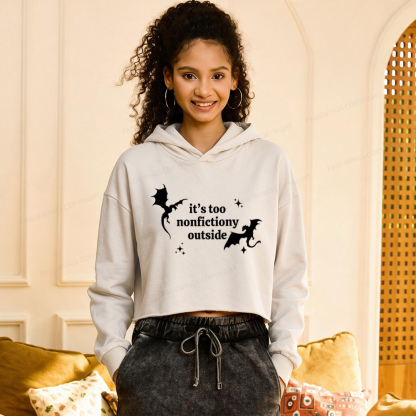 Pagewings It’s Too Nonfictiony Outside Washed Crop Hoodie