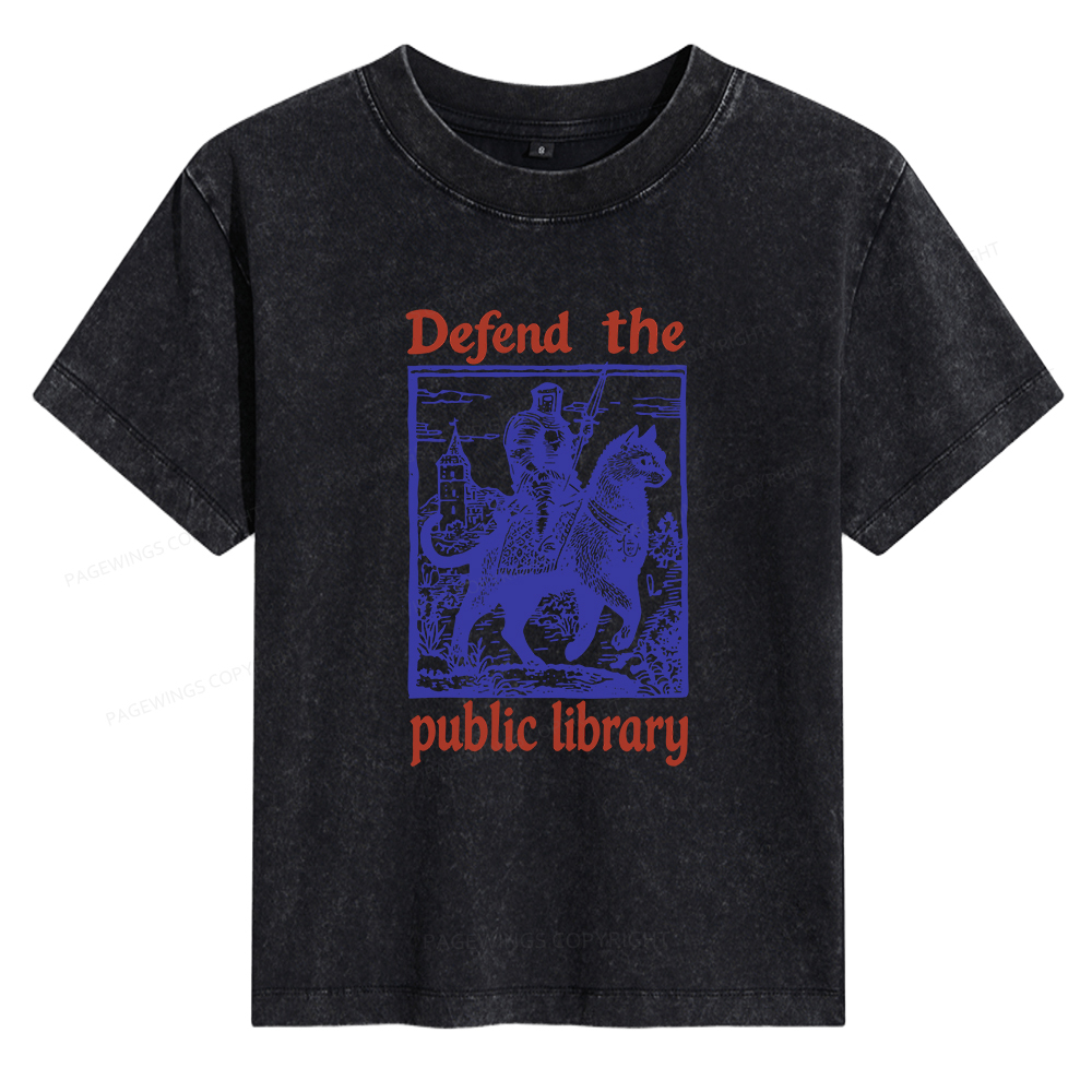 Pagewings Defend the Public Library Women's Washed T-shirt