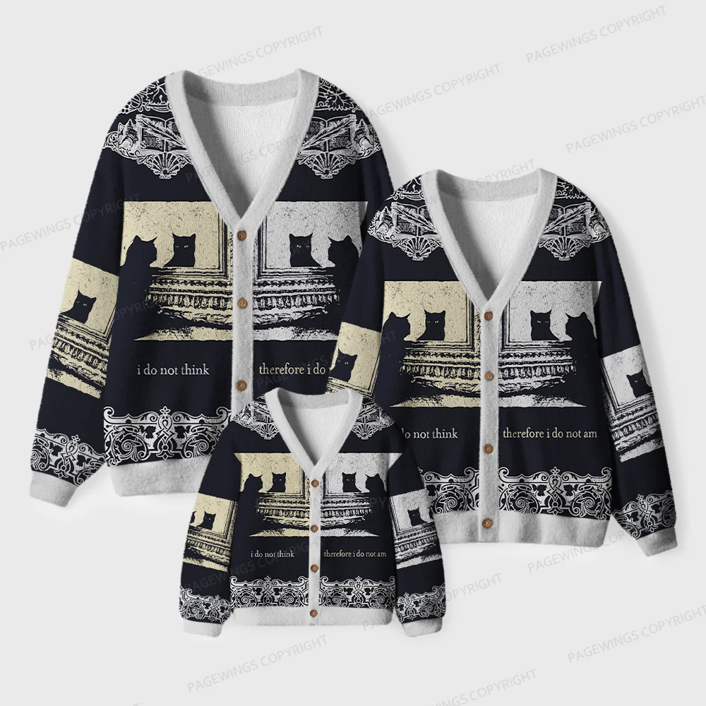 Pagewings I Do Not Think Therefore I Do Not Am Unisex Ugly Cardigan Sweaters