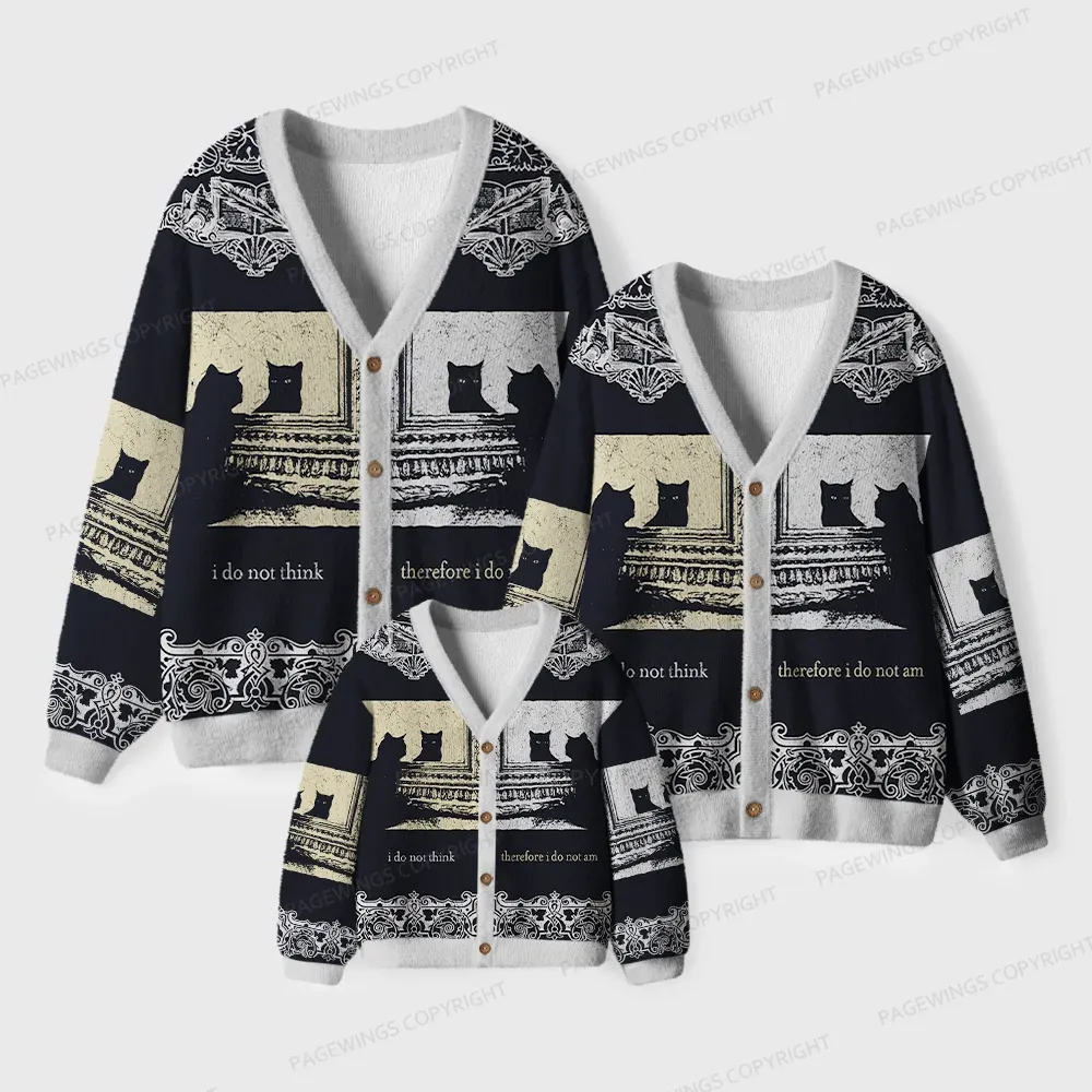 Pagewings I Do Not Think Therefore I Do Not Am Unisex Ugly Cardigan Sweaters