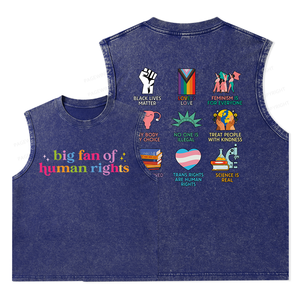 Pagewings Big Fan Of Human Rights Unisex Washed Tank Top