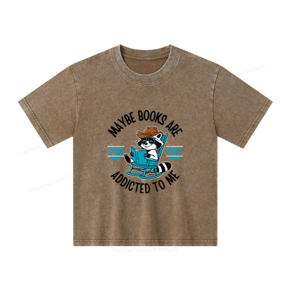Pagewings Books Are Addicted To Me Unisex Kids Washed T-shirt