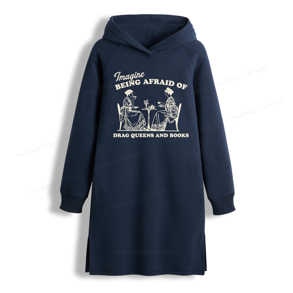 Pagewings Drag Queens Side-Slit Fleece Hoodie Dress