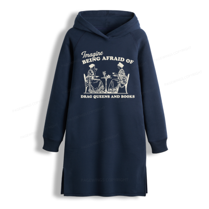 Pagewings Drag Queens Side-Slit Fleece Hoodie Dress