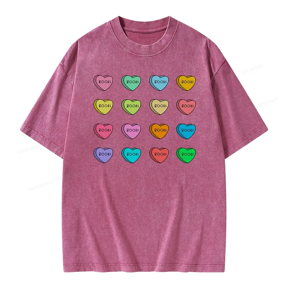 Pagewings Valentine's Day Librarian Unisex Washed T-shirt