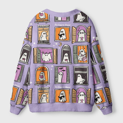 Pagewings Ghosts Love Reading Light Knit Unisex Cardigan Sweaters
