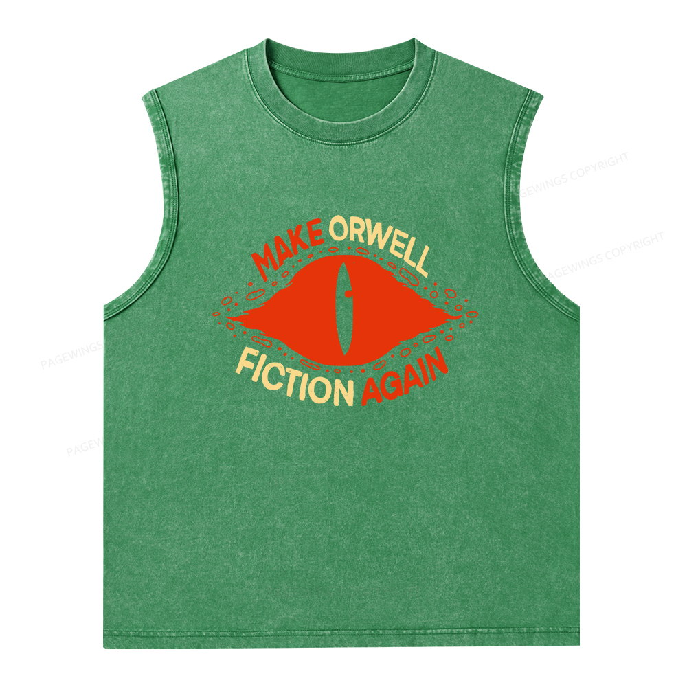 Pagewings Make Orwell Fiction Again Unisex Washed Tank Top