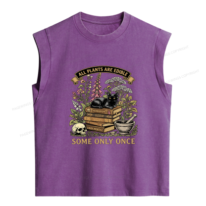 Pagewings  All Plants Are Edible Some Only Once Women's Washed Tank Top
