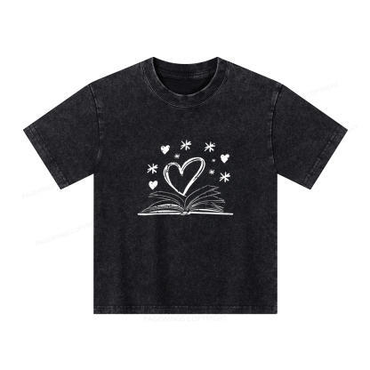 Pagewings Bookworm Librarian Valentines Day Book Unisex Kids Washed T-shirt