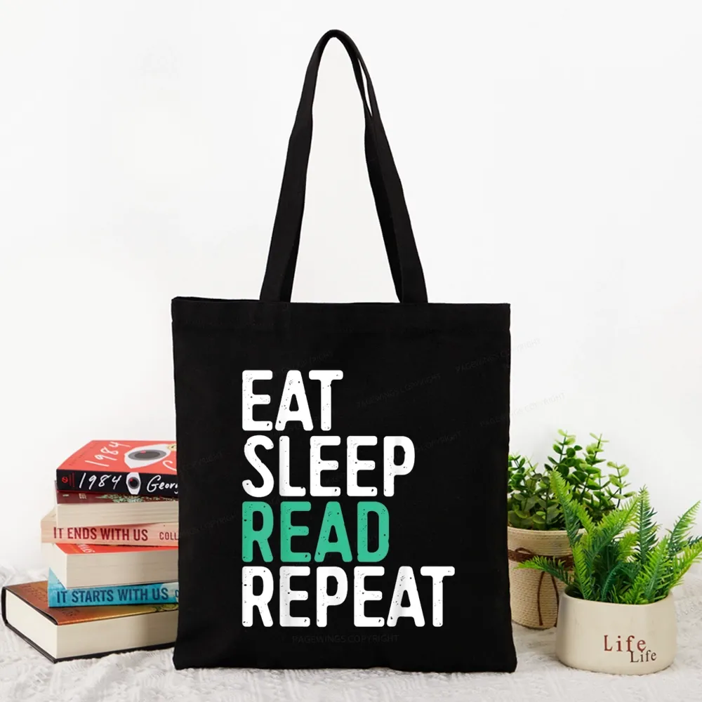 Pagewings Eat Sleep Read Repeat Tote Bag