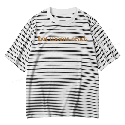 Pagewings Hot Moms Read Unisex Striped T-Shirt