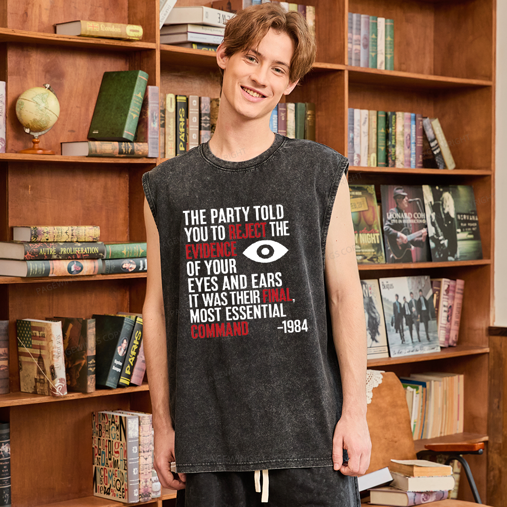 Pagewings Dystopia Quote Unisex Washed Tank Top