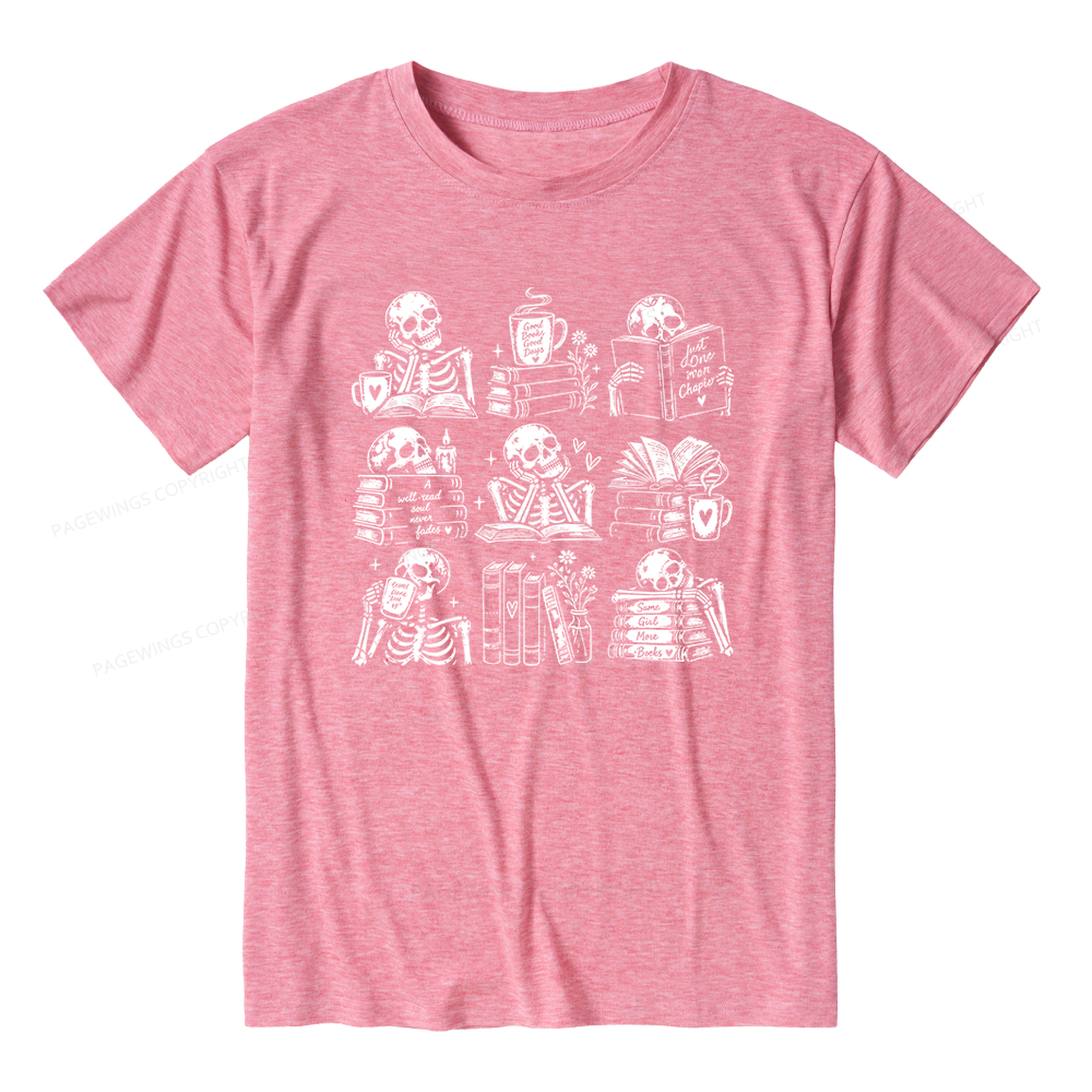 Pagewings Bookish Skeleton Unisex Heather T-Shirt